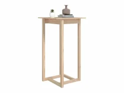 Clicnbuy Mesa alta de bar de madera maciza de pino 60x60x110 cm Marru00f3n New