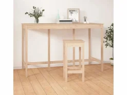Clicnbuy Mesa alta de bar de madera maciza de pino 180x80x110 cm Marru00f3n Discount