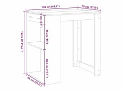 Clicnbuy Mesa Alta|Mesa alta de bar madera ingeniería Sonoma 102x70x103,5 cm