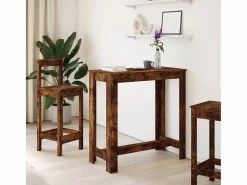 Clicnbuy Mesa alta de bar madera ingeniería roble ahumado 102x50x103,5cm Marru00f3n Sale