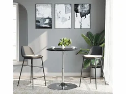 Mesa alta de bar madera ingeniería y acero negra 60x60x90 cm^Clicnbuy Best