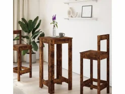 Clicnbuy Mesa alta de bar madera ingeniería roble ahumado 51x50x103,5 cm Marru00f3n