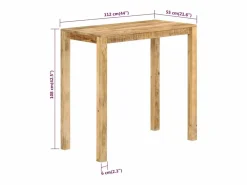 vidaxl Mesa alta de bar madera maciza de mango 112x55x108 cm Color natural claro Clearance