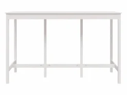 Clicnbuy Mesa alta de bar madera maciza de pino 180x80x110 cm Blanco Discount