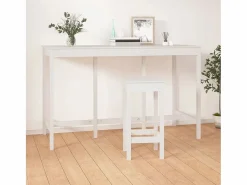Clicnbuy Mesa alta de bar madera maciza de pino 180x80x110 cm Blanco Discount