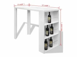 Clicnbuy Mueble Bar|Mesa alta de cocina con estantes para botellas blanca brillante