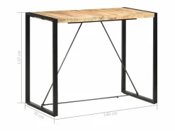 Clicnbuy Mueble Bar|Mesa alta de cocina de madera maciza de mango 140x70x110 cm