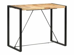 Clicnbuy Mueble Bar|Mesa alta de cocina de madera maciza de mango 140x70x110 cm