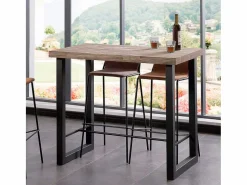 ADEC Mesa alta de comedor Loft diseño nórdico roble American/negro 100x120x70 cm Color natural oscuro Clearance