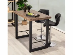 ADEC Mesa alta de comedor Loft diseño nórdico roble American/negro 100x120x70 cm Color natural oscuro Clearance