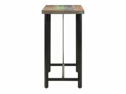 Clicnbuy Mesa Alta|Mesa alta de hierro y madera maciza reciclada 110x55x107 cm
