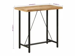 Mesa alta de hierro y madera maciza de mango 110x55x107 cm^vidaxl New