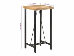 vidaxl Mesa alta de hierro y madera maciza de mango 55x55x107 cm Color natural claro
