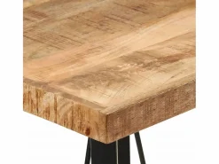 vidaxl Mesa alta de hierro y madera maciza de mango 55x55x107 cm Color natural claro