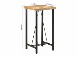 vidaxl Mesa alta de hierro y madera maciza de mango 55x55x107 cm Color natural claro