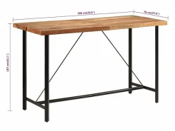 Mesa alta de hierro y madera maciza de acacia 180x70x107 cm^Clicnbuy Hot