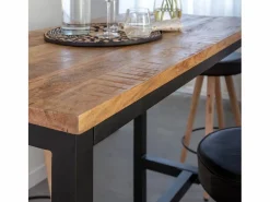 Mesa alta de madera de mango y metal Petra con almacenamiento para 4 personas^Made In Meubles Outlet