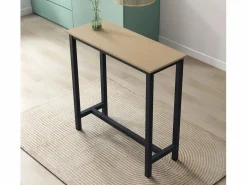 MB Muebles Bonitos Mesa alta para Cocina Comedor en Negro y Sonoma 100x40x100cm Ani Negro / Color natural claro Discount