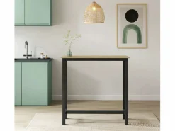 MB Muebles Bonitos Mesa alta para Cocina Comedor en Negro y Sonoma 100x40x100cm Ani Negro / Color natural claro Discount