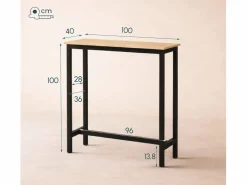 MB Muebles Bonitos Mesa alta para Cocina Comedor en Negro y Sonoma 100x40x100cm Ani Negro / Color natural claro Discount