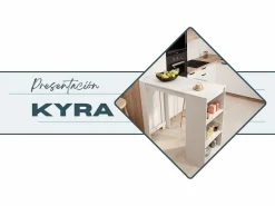 MB Muebles Bonitos Mesa alta para Cocina Comedor en Blanco y Sonoma 110x50x103cm Kyra Color natural claro / Blanco Outlet