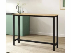 MB Muebles Bonitos Mesa Alta|Mesa alta para Cocina Comedor en Negro y Sonoma 140x40x100cm Ani