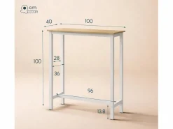 MB Muebles Bonitos Mesa Alta|Mesa alta para Cocina Comedor en Blanco y Sonoma 100x40x100cm Ani