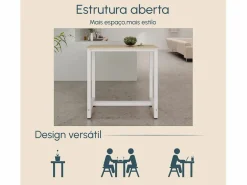 MB Muebles Bonitos Mesa Alta|Mesa alta para Cocina Comedor en Blanco y Sonoma 100x40x100cm Ani