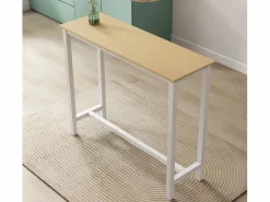 MB Muebles Bonitos Mesa alta para Cocina Comedor en Blanco y Sonoma 120x40x100cm Ani Color natural claro / Blanco Outlet