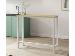 MB Muebles Bonitos Mesa alta para Cocina Comedor en Blanco y Sonoma 120x40x100cm Ani Color natural claro / Blanco Outlet