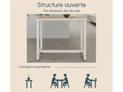 MB Muebles Bonitos Mesa alta para Cocina Comedor en Blanco y Sonoma 120x40x100cm Ani Color natural claro / Blanco Outlet