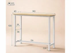 MB Muebles Bonitos Mesa Alta|Mesa alta para Cocina Comedor en Blanco y Sonoma 140x100x40cm Ani
