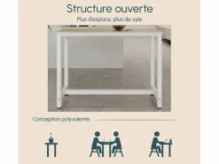 MB Muebles Bonitos Mesa Alta|Mesa alta para Cocina Comedor en Blanco y Sonoma 140x100x40cm Ani