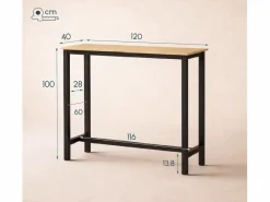 MB Muebles Bonitos Mesa Alta|Mesa alta para Cocina Comedor en Negro y Sonoma 120x40x100cm Ani