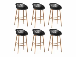 vidaxl Mesa alta y taburetes de bar 7 piezas Negro Discount