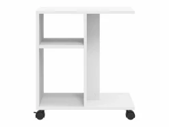 Clicnbuy Mesa auxiliar con ruedas madera ingeniería 50x30x55 cm Blanco Best