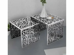 vidaxl Mesa Auxiliar|Mesa auxiliar cuadrada aluminio plateada 2 unidades
