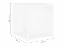 Clicnbuy Mesa auxiliar de madera contrachapada 33x33x34,5 cm Blanco