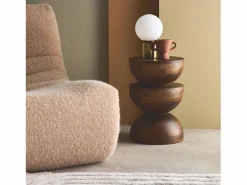 Sweeek Mesa auxiliar de madera de mango nogal Marru00f3n Discount