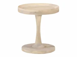 Clicnbuy Mesa auxiliar de madera maciza de mango Ø40x45 cm Marru00f3n Outlet