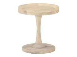 Clicnbuy Mesa auxiliar de madera maciza de mango Ø40x45 cm Marru00f3n Outlet