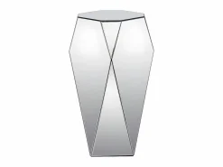 Vente-unique Mesa Auxiliar|Mesa auxiliar de MDF, espejo y acero inoxidable - Color: plata - SIGRID