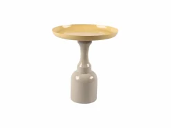 Vente-unique Mesa Auxiliar|Mesa auxiliar de metal - Beige y Amarillo claro brillante - KYRESA
