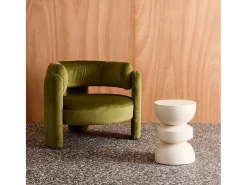 Sweeek Mesa auxiliar de metal Crema Outlet