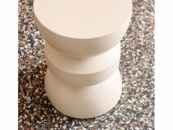 Sweeek Mesa auxiliar de metal Crema Outlet