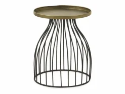 Mesa auxiliar de metal negro y tapa dorada^ Outlet