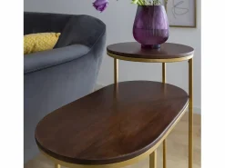 Made In Meubles Mesa Auxiliar|Mesa auxiliar de metal y madera de mango Léon