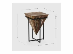 Mesa Auxiliar|Mesa auxiliar de rincón modelo Avila-56 en madera acabado natural, 56cm(alto) 36cm(ancho)