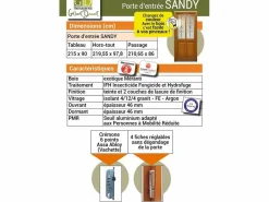 GD Menuiseries Puerta De Entrada|Mesa auxiliar derecha Exo Wooden Entrance Door 'Sandy' 215X90 sin manilla