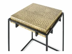 Giner y colomer Mesa auxiliar fabricada en acero y patas de hierro dorada Dorado Hot